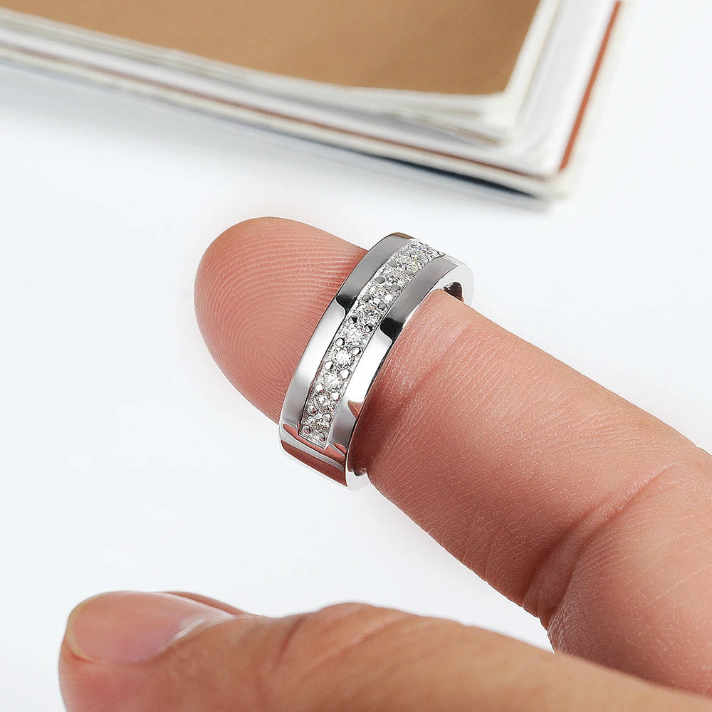 Serenity 2mm D Color Moissanite Rings for Women Men Wedding Bridal 100% S925 Sterling Silver Plated 18K Eternity Rings Jewelry
