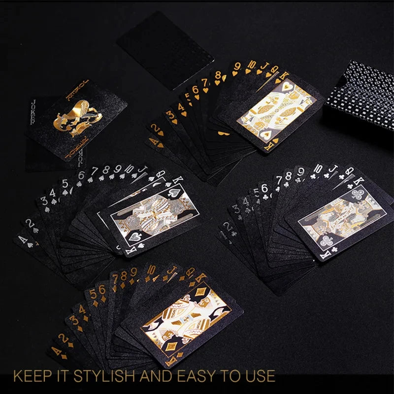 ♠️ Black & Gold Poker Card Set – Waterproof Edition