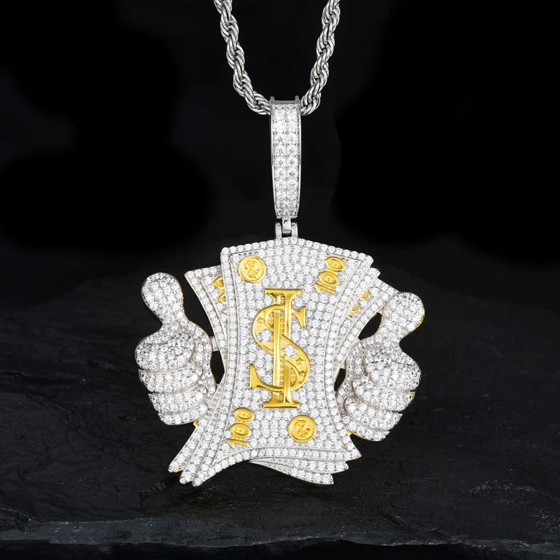 TUHE Unisex High Quality D VVS Moissanite Bracelet  Iced Out Hang Hip Hop Pendant For Men Hip Hop Jewelry Gifts