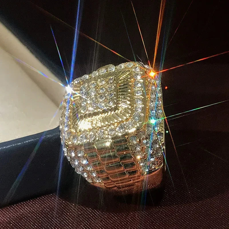 Exquisite Shiny Full Zirconia Ring Charming Business Cocktail Party Jewelry for Men Women Banquet Birthday Gifts