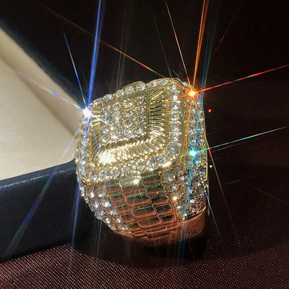 Exquisite Shiny Full Zirconia Ring Charming Business Cocktail Party Jewelry for Men Women Banquet Birthday Gifts