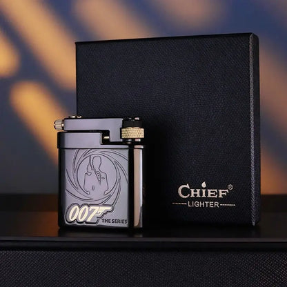 CHIEF 007 Agent Series Brass Semi - Automatic Side - Pulley Ignition Kerosene Lighter (52/42/14MM, 95G)