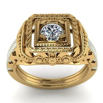 Milangirl Big Hip Hop Rhinestone Men Out Bling Square Ring   Pave Setting CZ Wedding Engagement Rings Top Quality