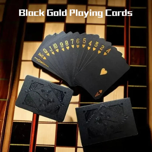 ♠️ Black & Gold Poker Card Set – Waterproof Edition