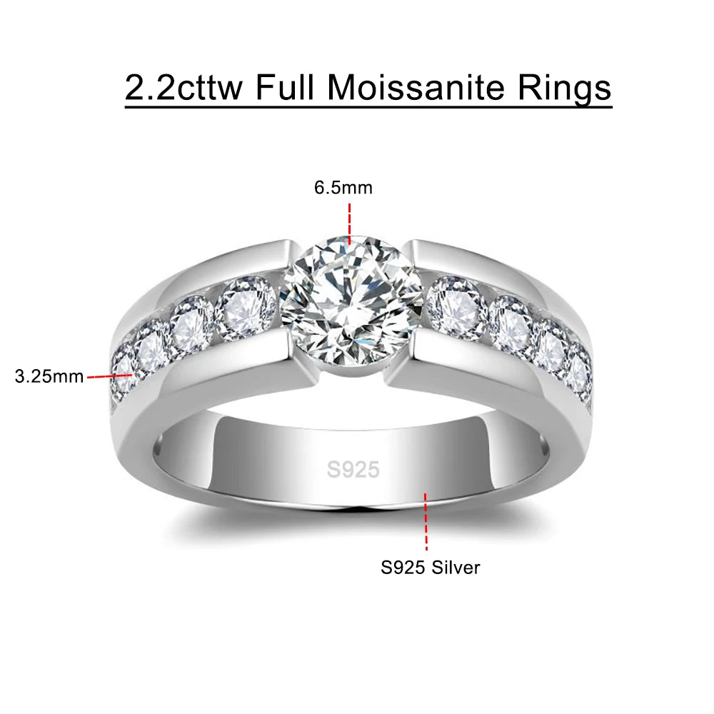 Serenity 2mm D Color Moissanite Rings for Women Men Wedding Bridal 100% S925 Sterling Silver Plated 18K Eternity Rings Jewelry