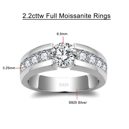 Serenity 2mm D Color Moissanite Rings for Women Men Wedding Bridal 100% S925 Sterling Silver Plated 18K Eternity Rings Jewelry