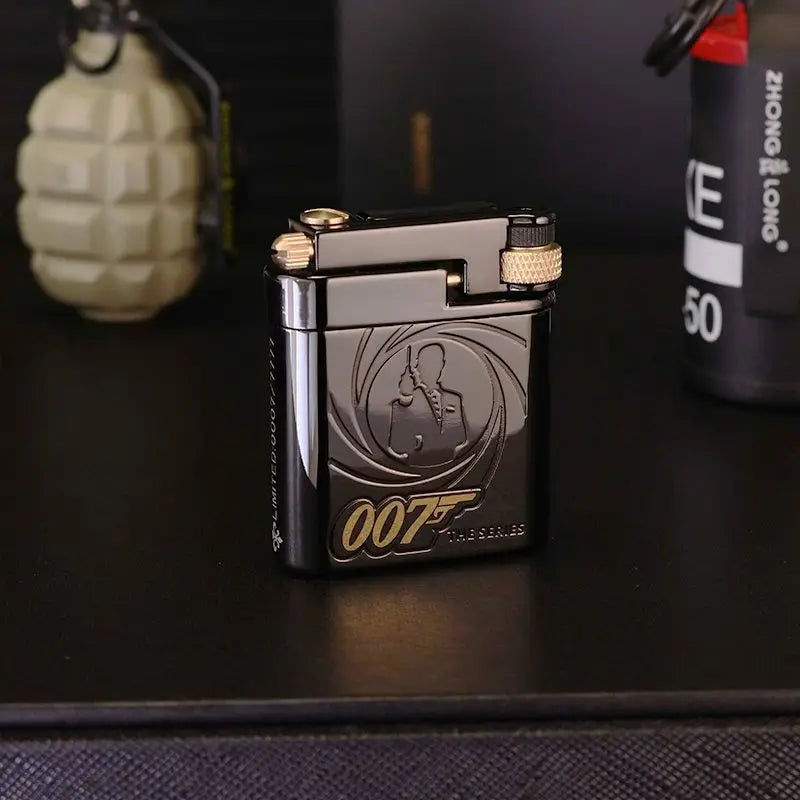 CHIEF 007 Agent Series Brass Semi - Automatic Side - Pulley Ignition Kerosene Lighter (52/42/14MM, 95G)
